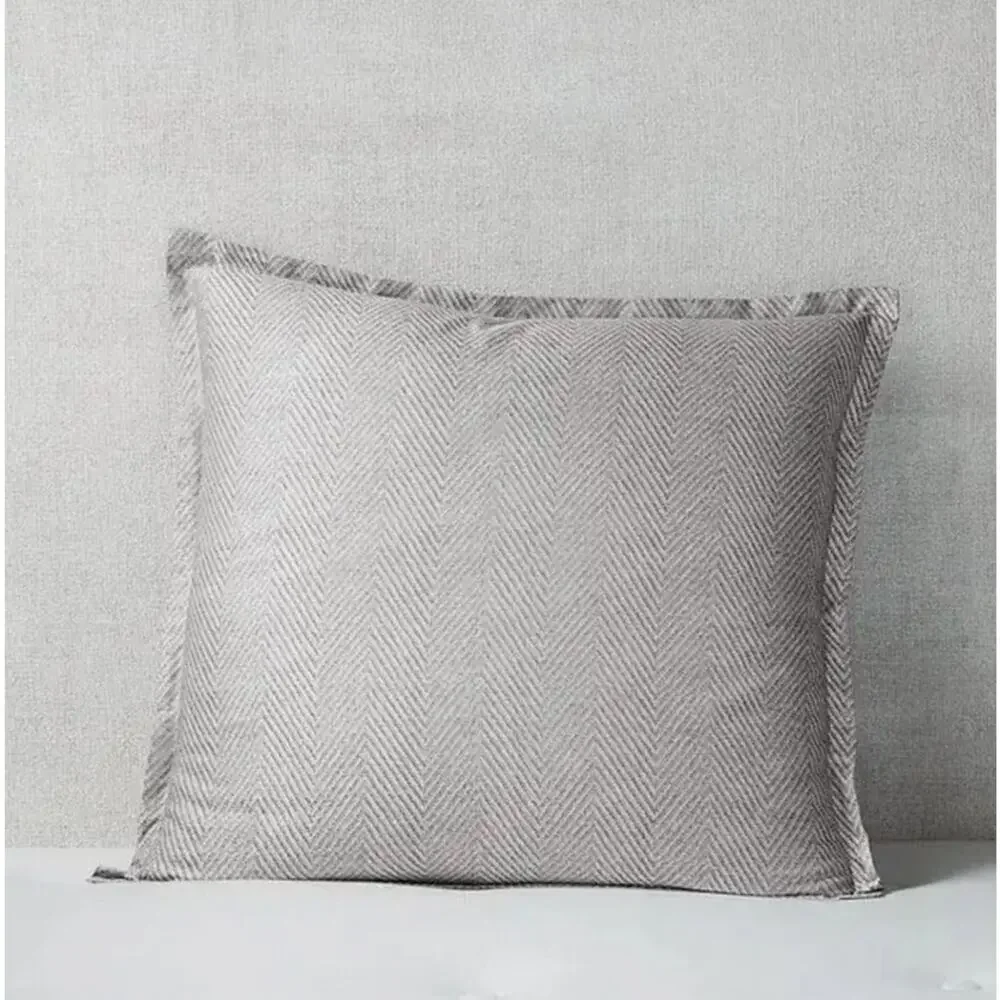 Hudson Park Palermo Euro Pillow Sham Gray Chevron Pattern Italy 100% Cotton